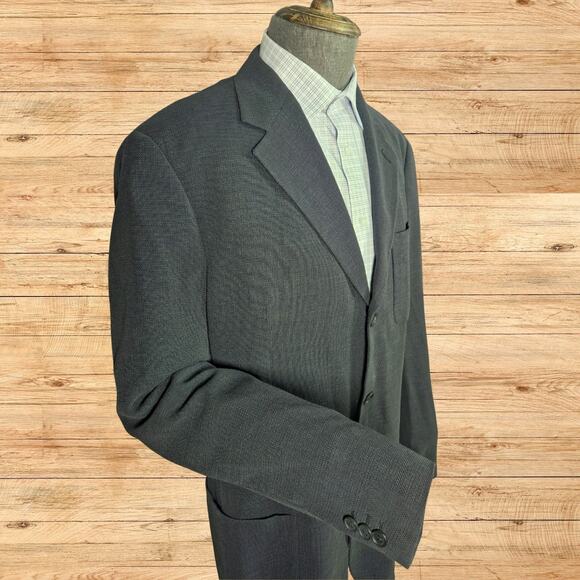 Giorgio Armani Wool Sports Coat Mens 42L Green Tint Textured Unstructured VTG - Picture 2 of 6